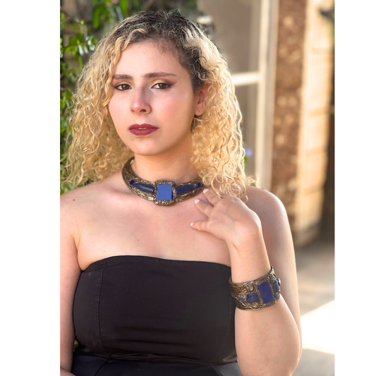 Lapis Lazuli Chunky Necklace - Blue Crystal Evening Necklace, Cocktail Jewelry