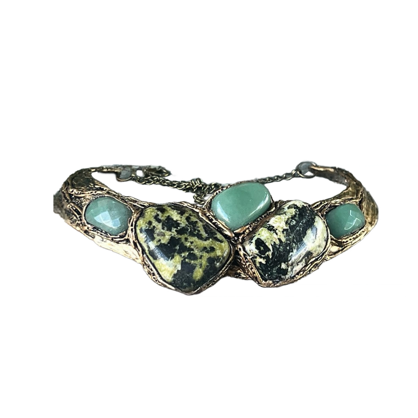 Serpentine Green Aventurine Choker - Chunky Gemstone Necklace