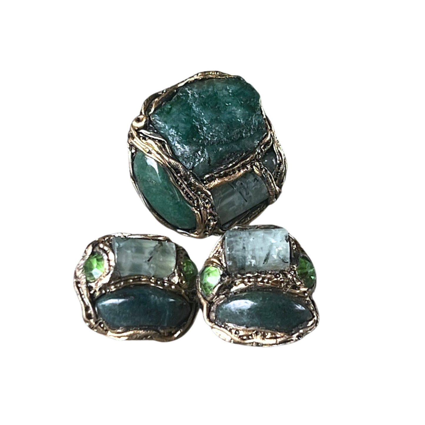 Green Bloodstone & Prehnite Earrings - Unique Gemstone Studs