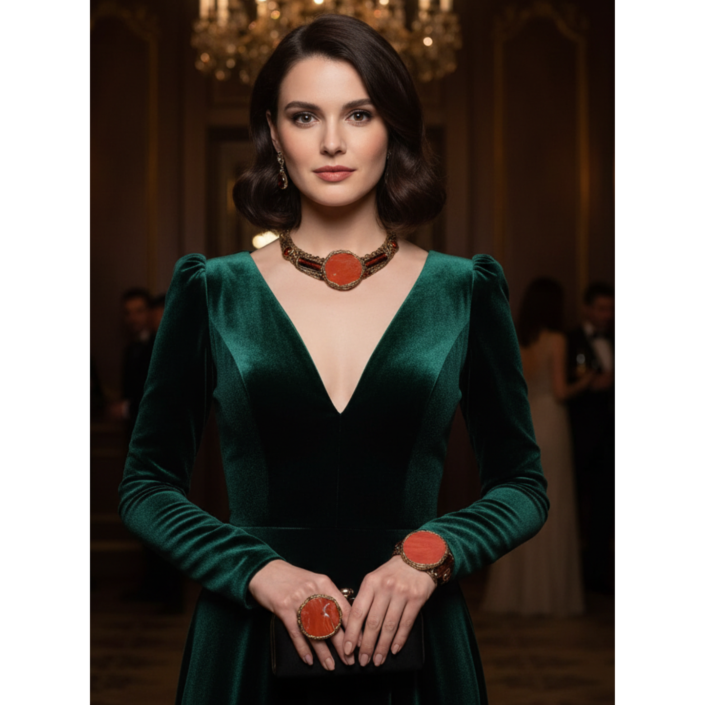 Red Jasper and Murano Glass Statement Cuff Bracelet, Chunky Boho Healing Crystal Bracelet