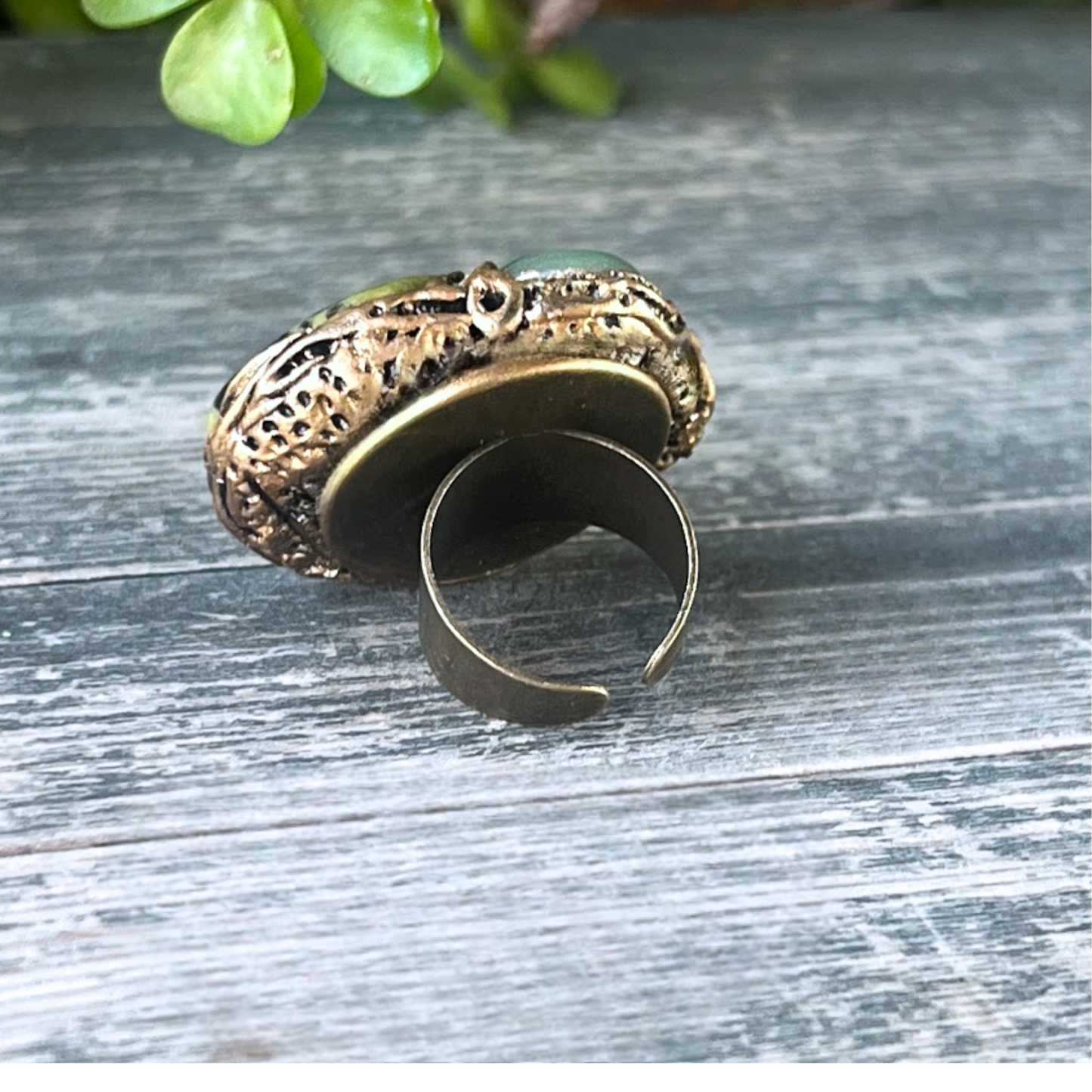 Chunky Green Stone Ring | Serpentine + Aventurine Jewelry