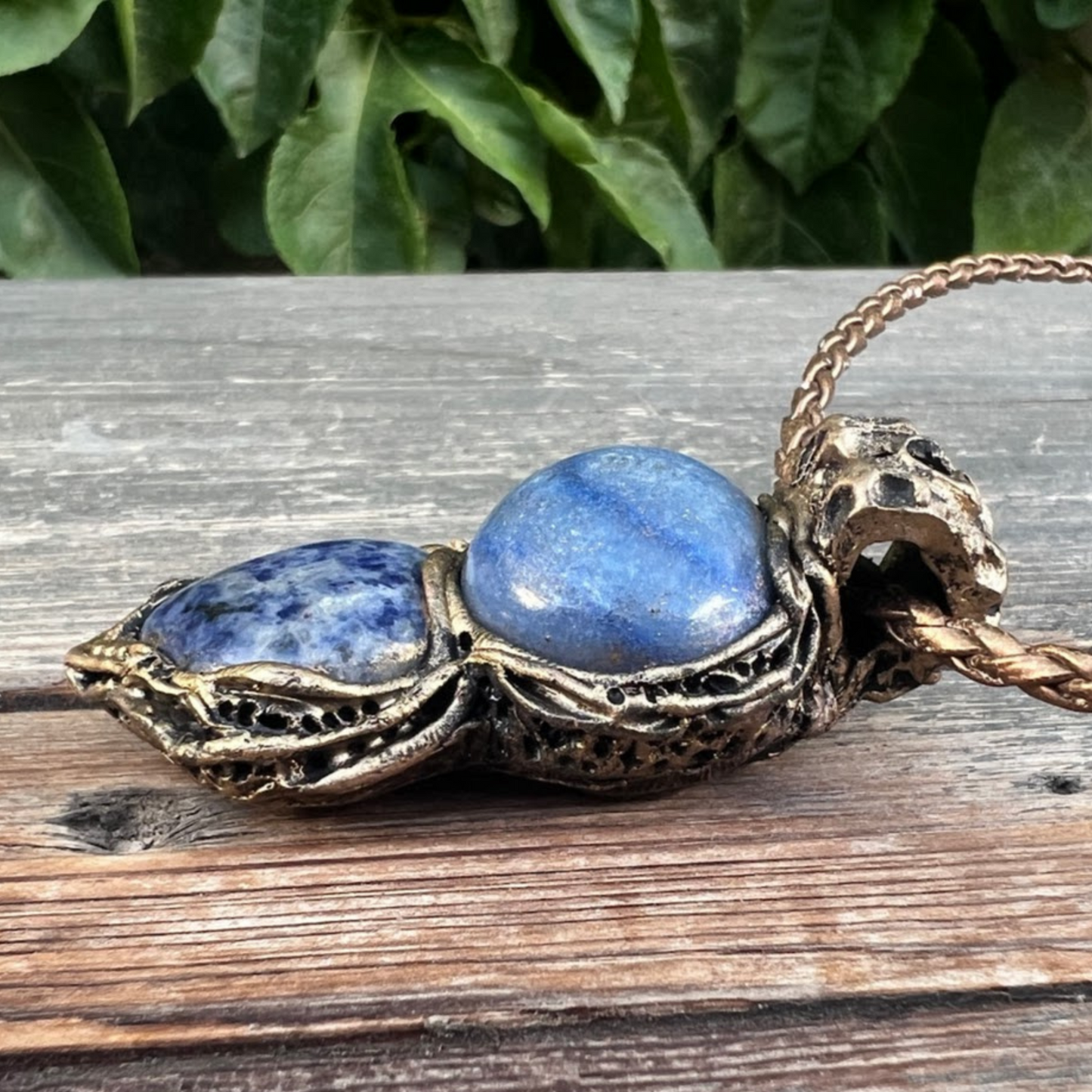 Lapis Lazuli and Blue Calcite Raw Healing Stone Anxiety Relief Gift Necklace