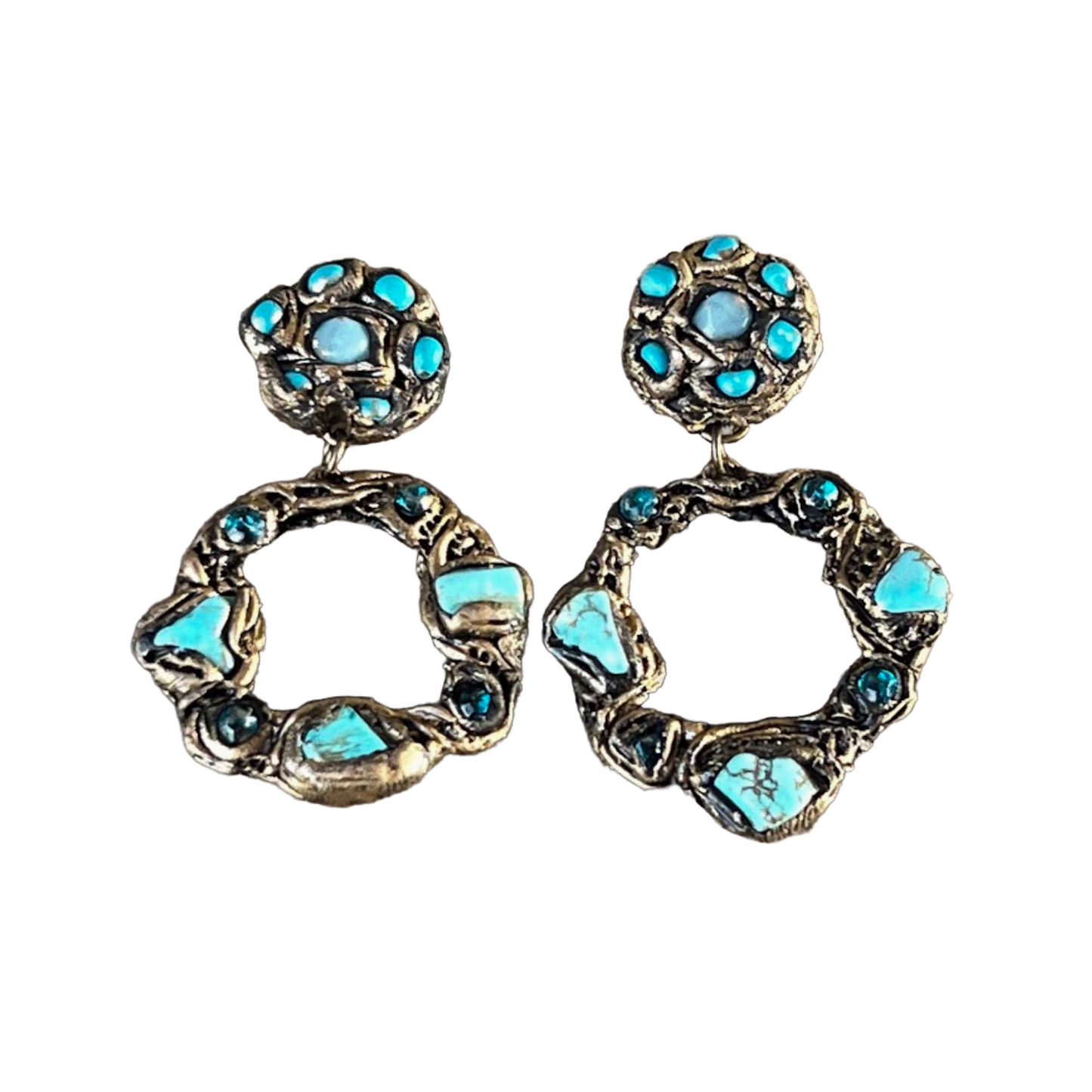 Turquoise Hoop Earrings - Boho Jewelry Gift for Her