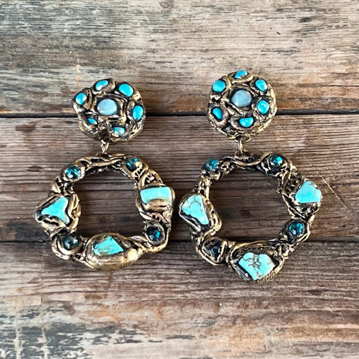 Turquoise Hoop Earrings - Boho Jewelry Gift for Her