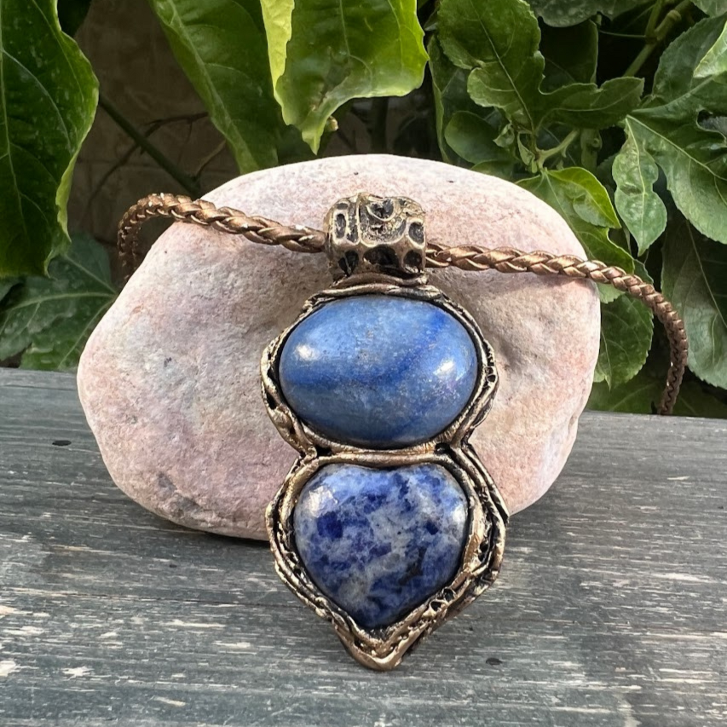 Lapis Lazuli and Blue Calcite Raw Healing Stone Anxiety Relief Gift Necklace