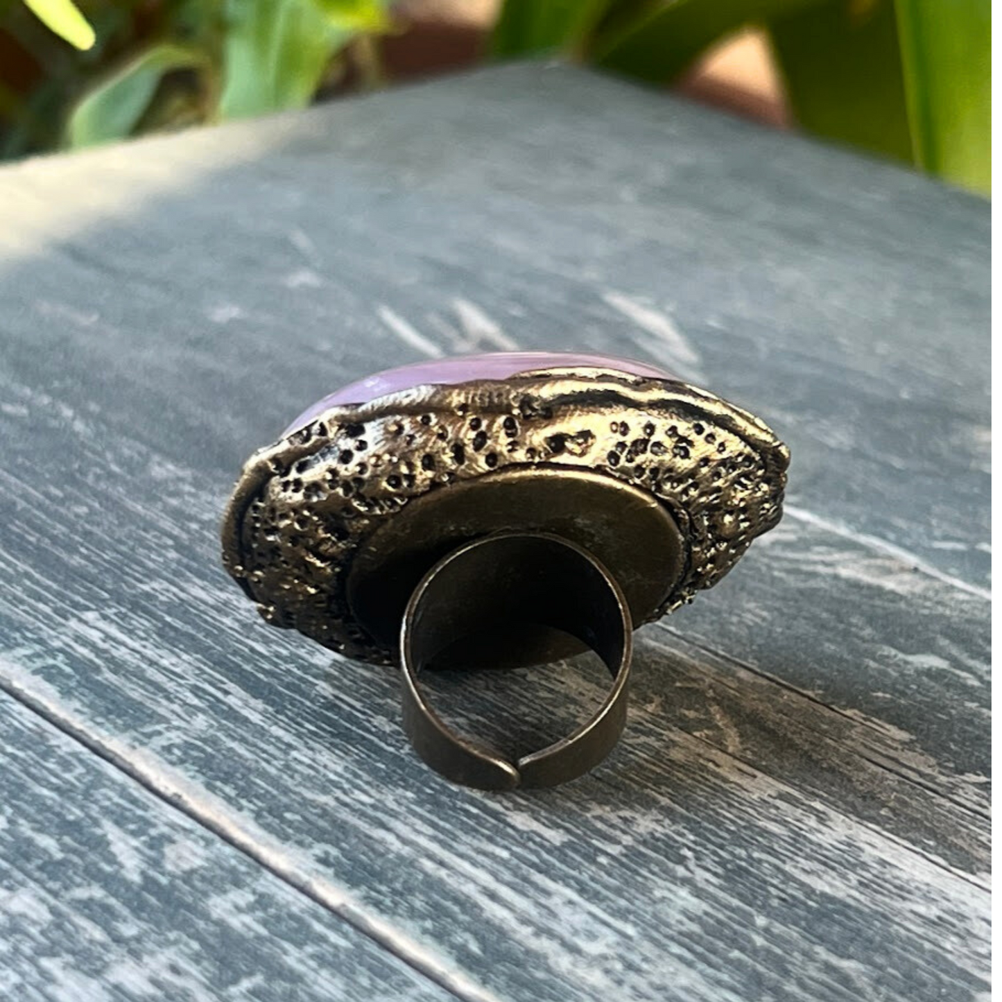 Chunky Rose Quartz Ring, Boho Statement Cocktail Ring