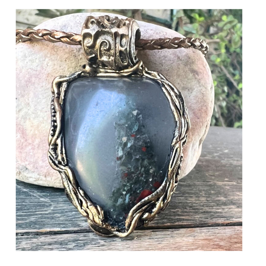 Bloodstone Pendant Necklace, Unique Gift for Her