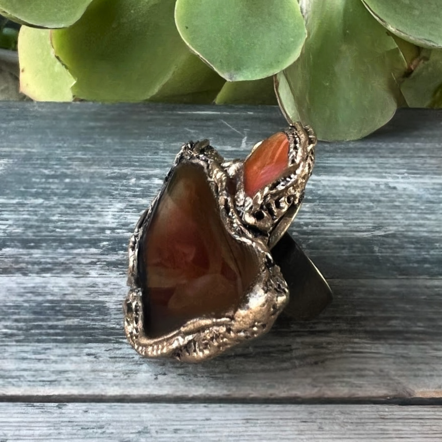 Bold Statement Carnelian Ring - Chunky Gemstone Oversized Cocktail Ring