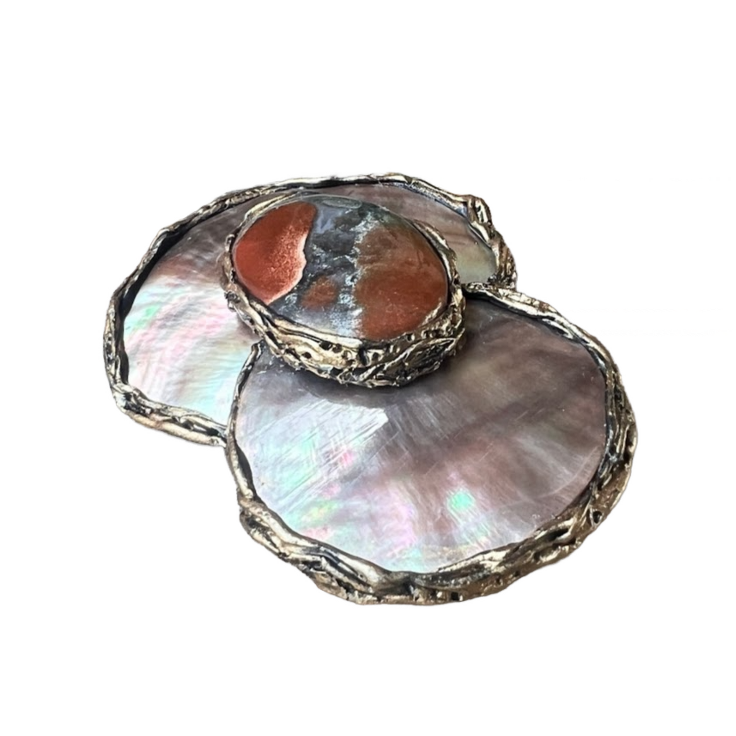 Mother of Pearl and Jasper Brooch, Contemporary Statement Pin