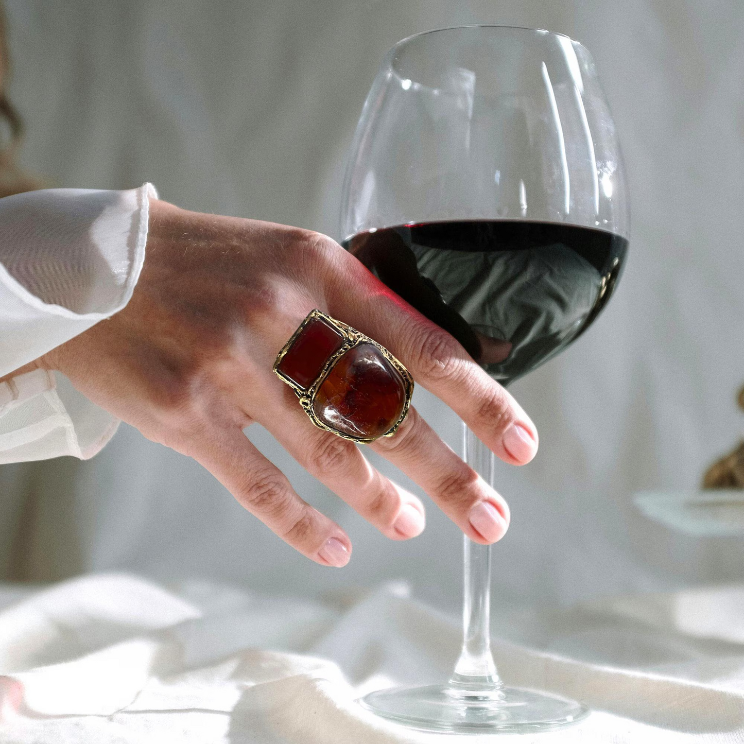 Carnelian Chunky Large Stone Ring, Big Statement Oversized Huge Cocktail Ring