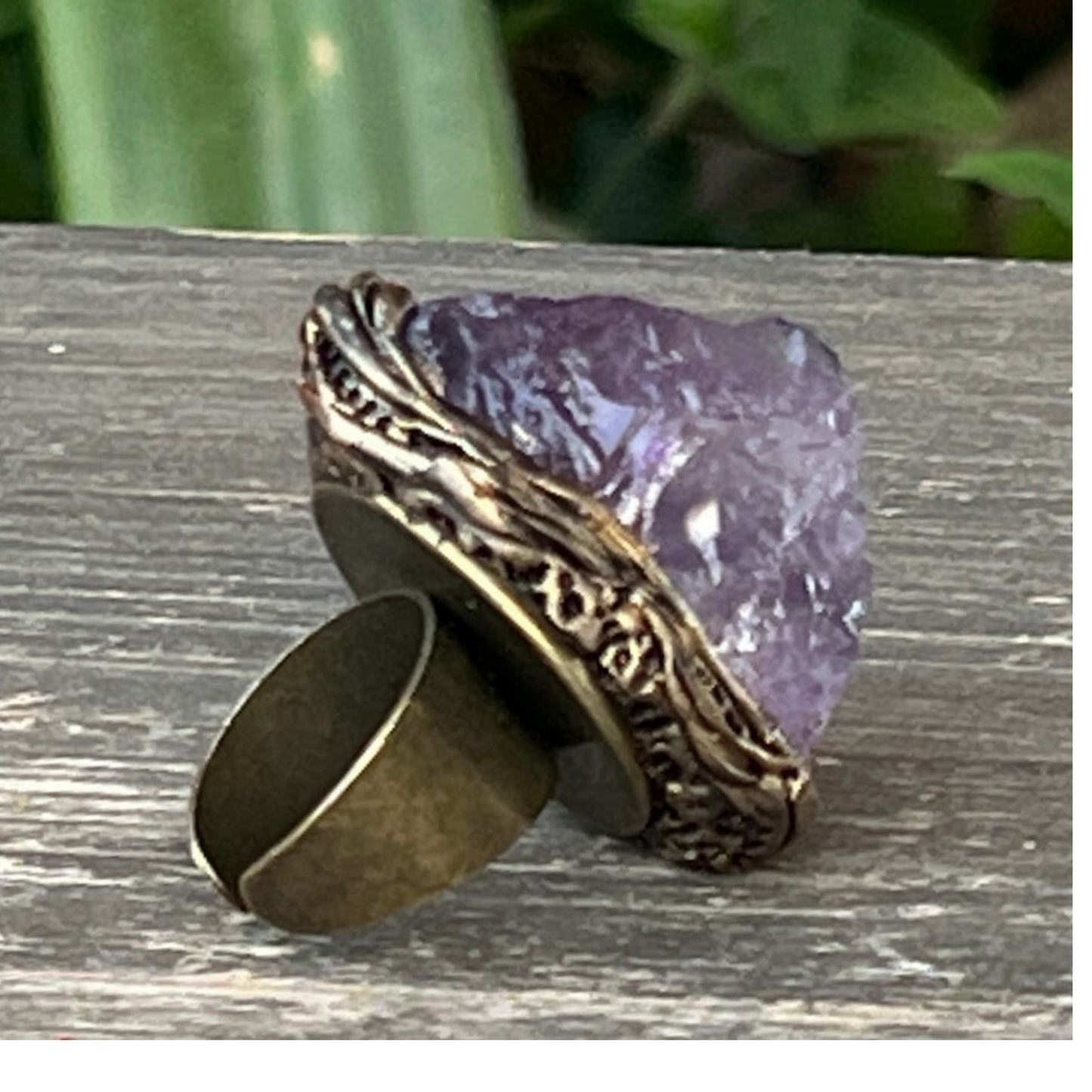 Raw Large Amethyst Crystal Ring, Chunky Statement Oversized Cocktail Ring