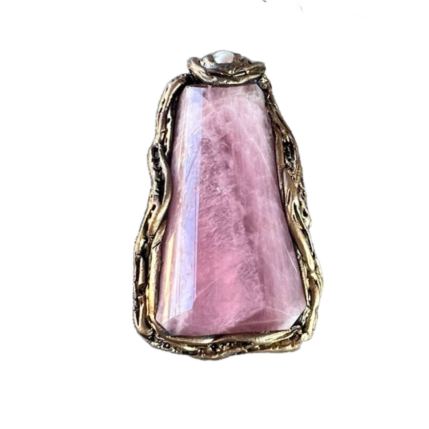 Statement Rose Quartz Ring - Bold Large Gemstone Full Finger Ring