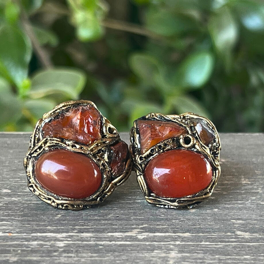 Carnelian Raw Crystal Earrings