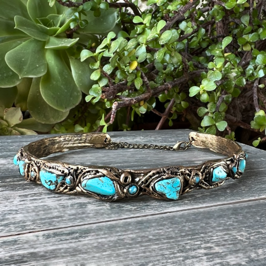Turquoise Choker Necklace – Handmade Statement Crystal Jewelry