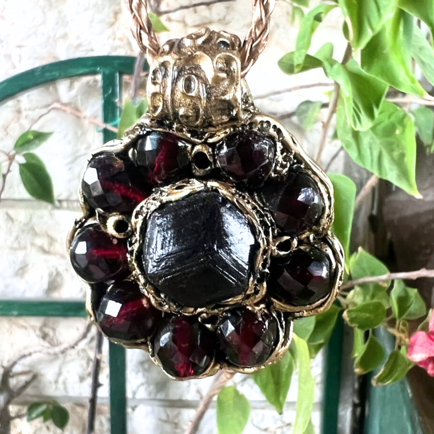 Chunky Garnet Hoop Earrings - Statement Crystal Jewelry