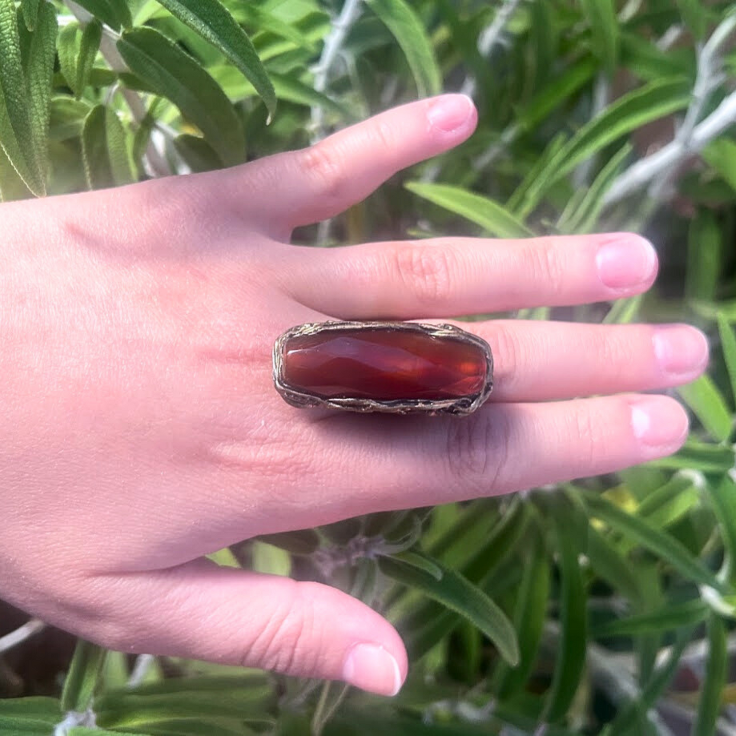 Carnelian ring, statement chunky cocktail ring