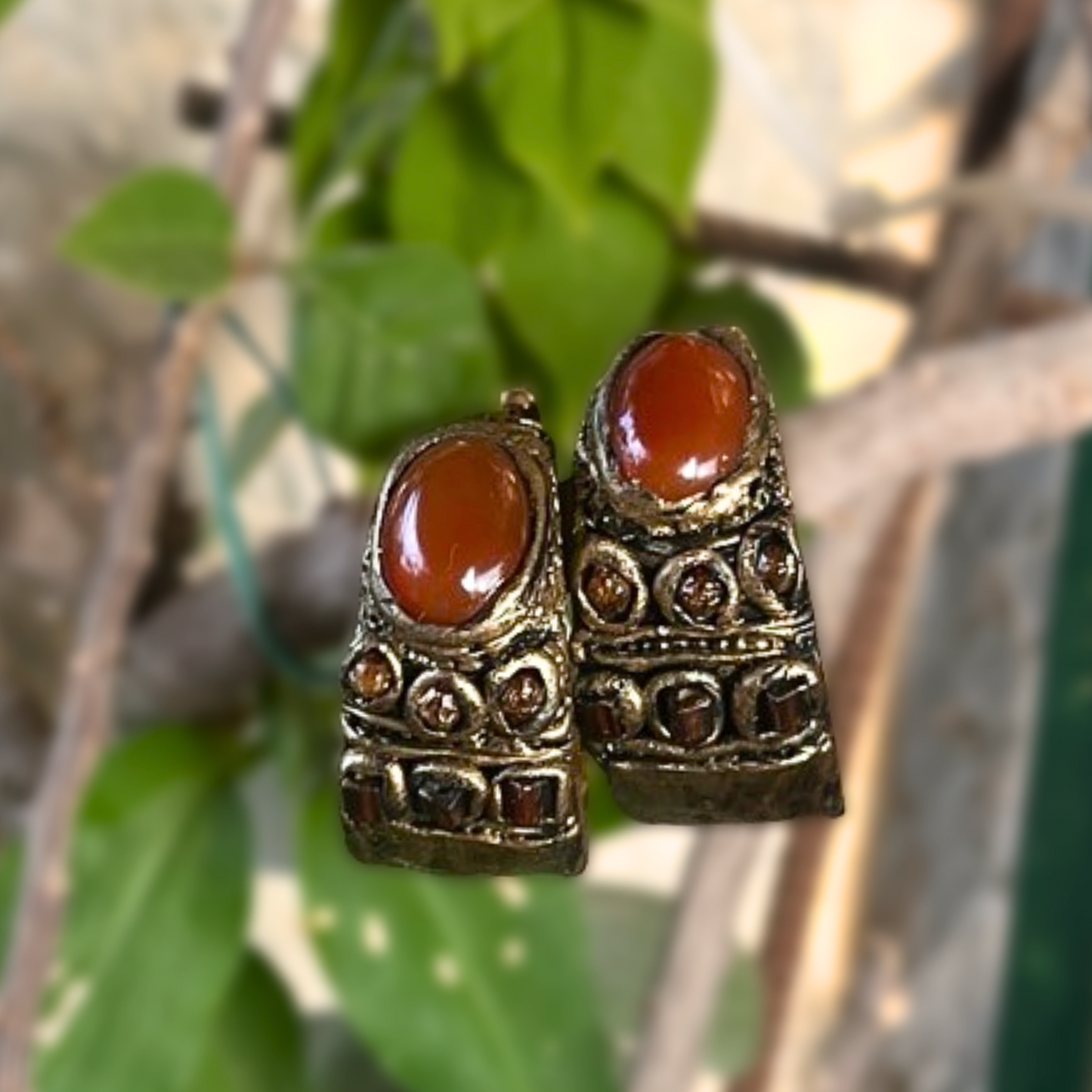 Chunky Hoop Carnelian Earrings, Bold Statement Gemstone Jewelry