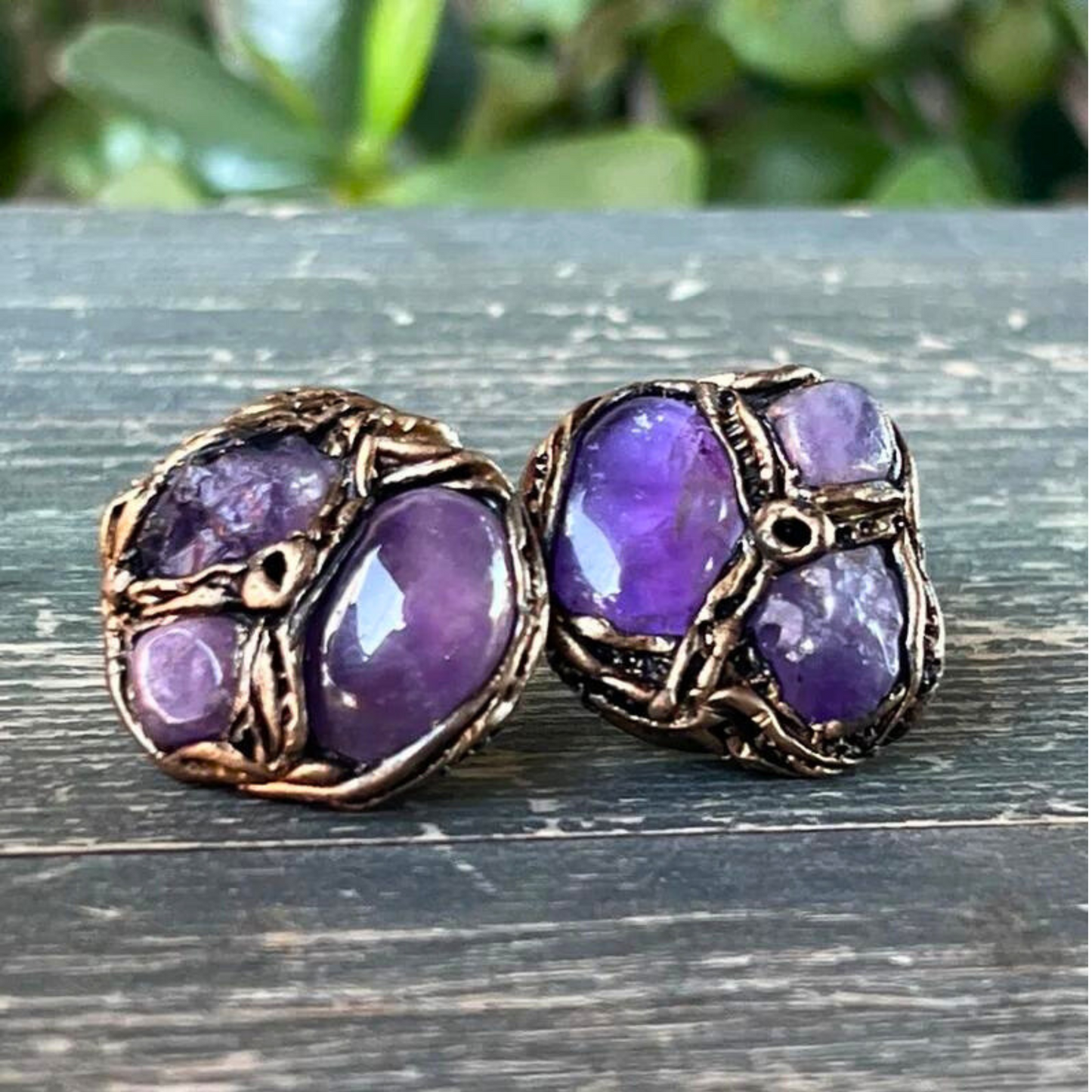 Amethyst Crystal Earrings,  Purple Gemstone Studs - Perfect Gift for Her