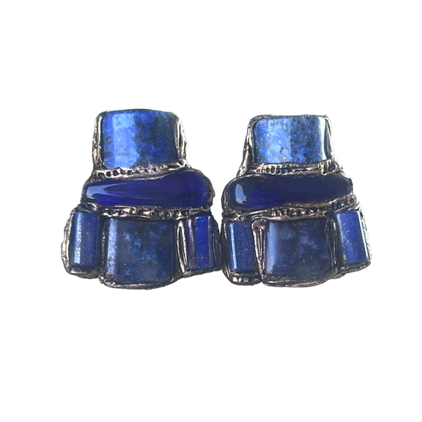 Lapis Lazuli Blue Clip on Earrings