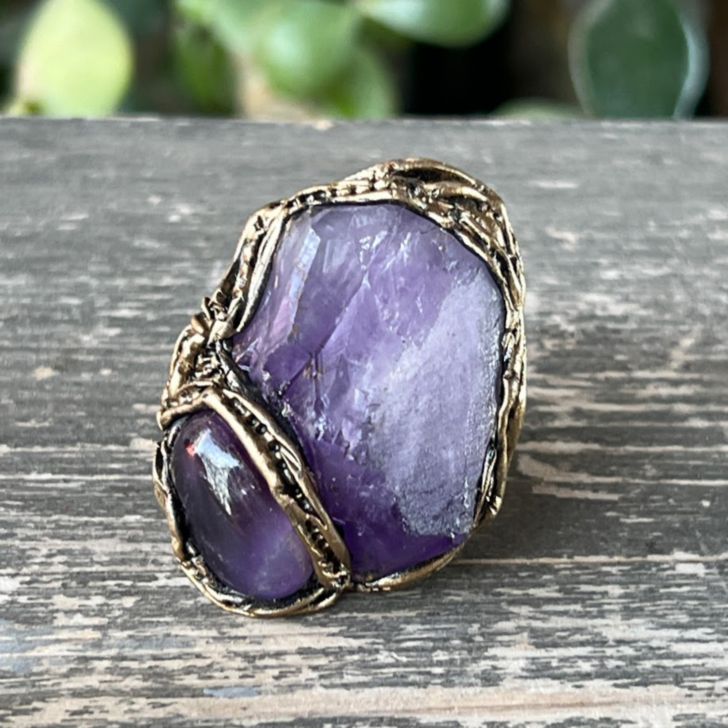 Chunky Amethyst Ring - Statement Raw Crystal Cocktail Ring - Unique Gift for Her