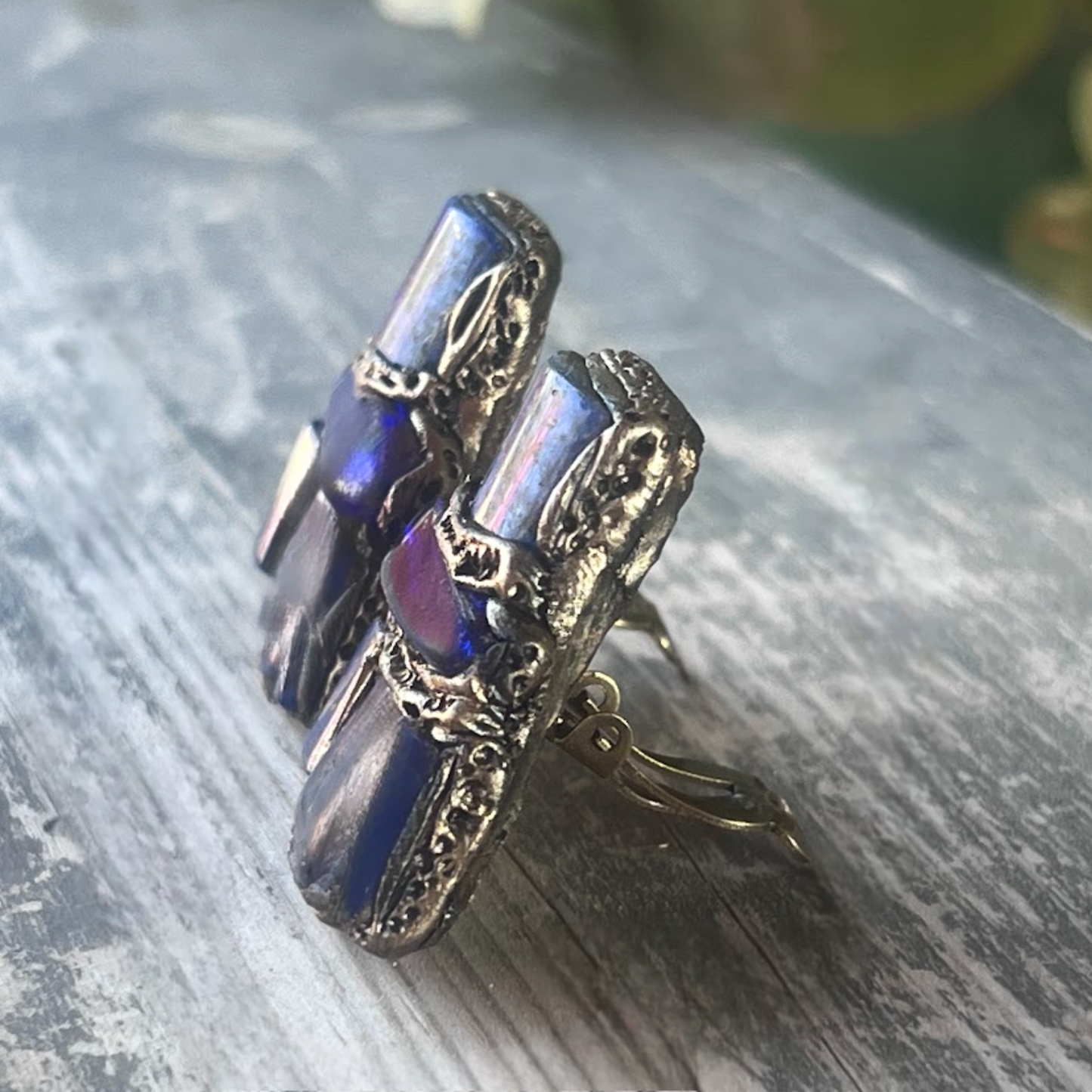 Lapis Lazuli Blue Clip on Earrings