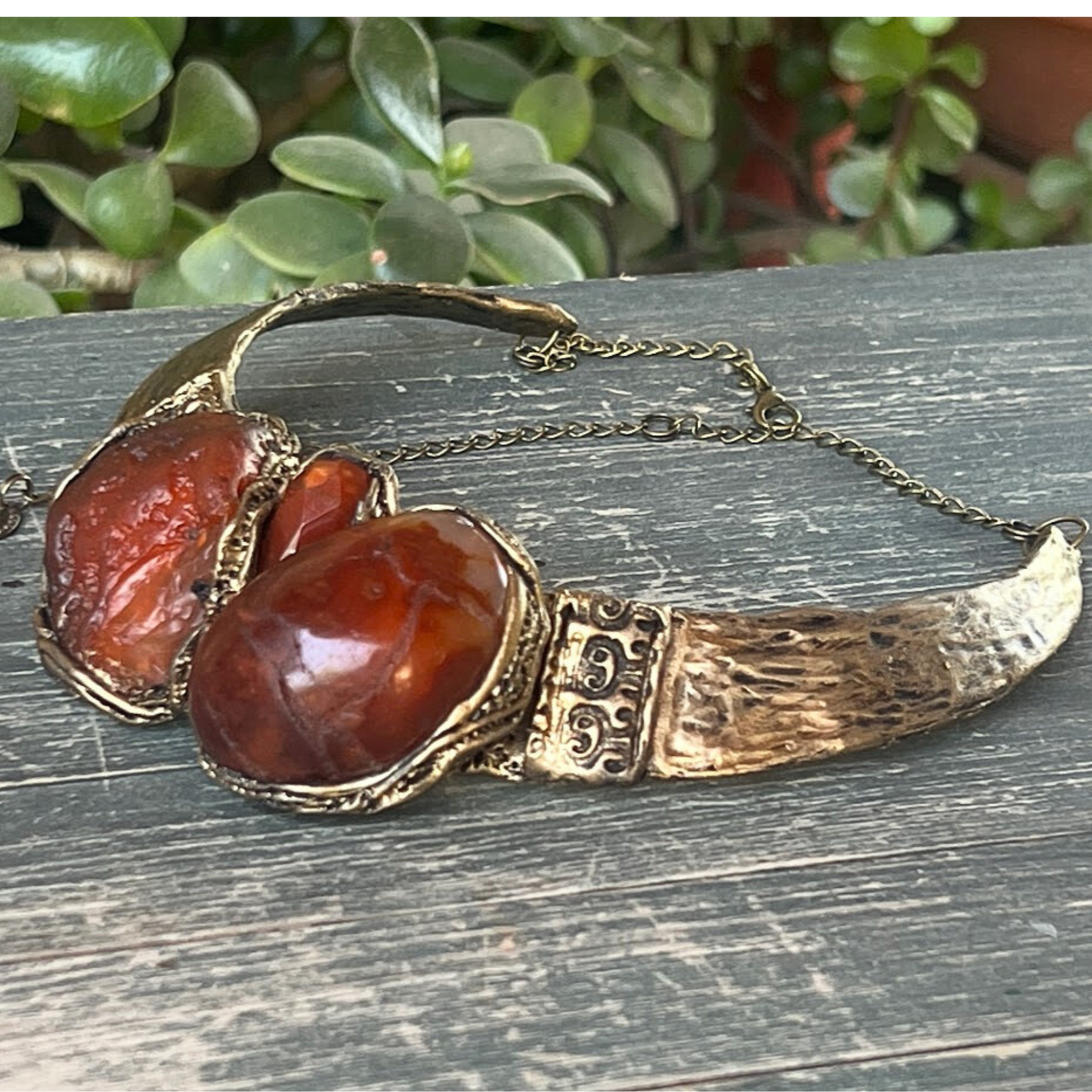 Carnelian Chunky Crystal Necklace - Bohemian Statement Jewelry Gift for Her