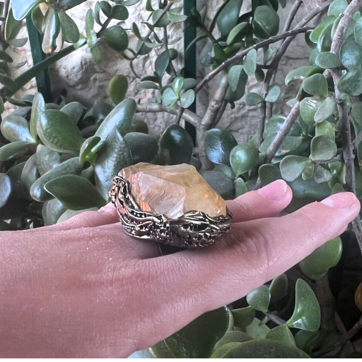 Oversized Citrine Crystal Ring - Chunky Statement Jewelry