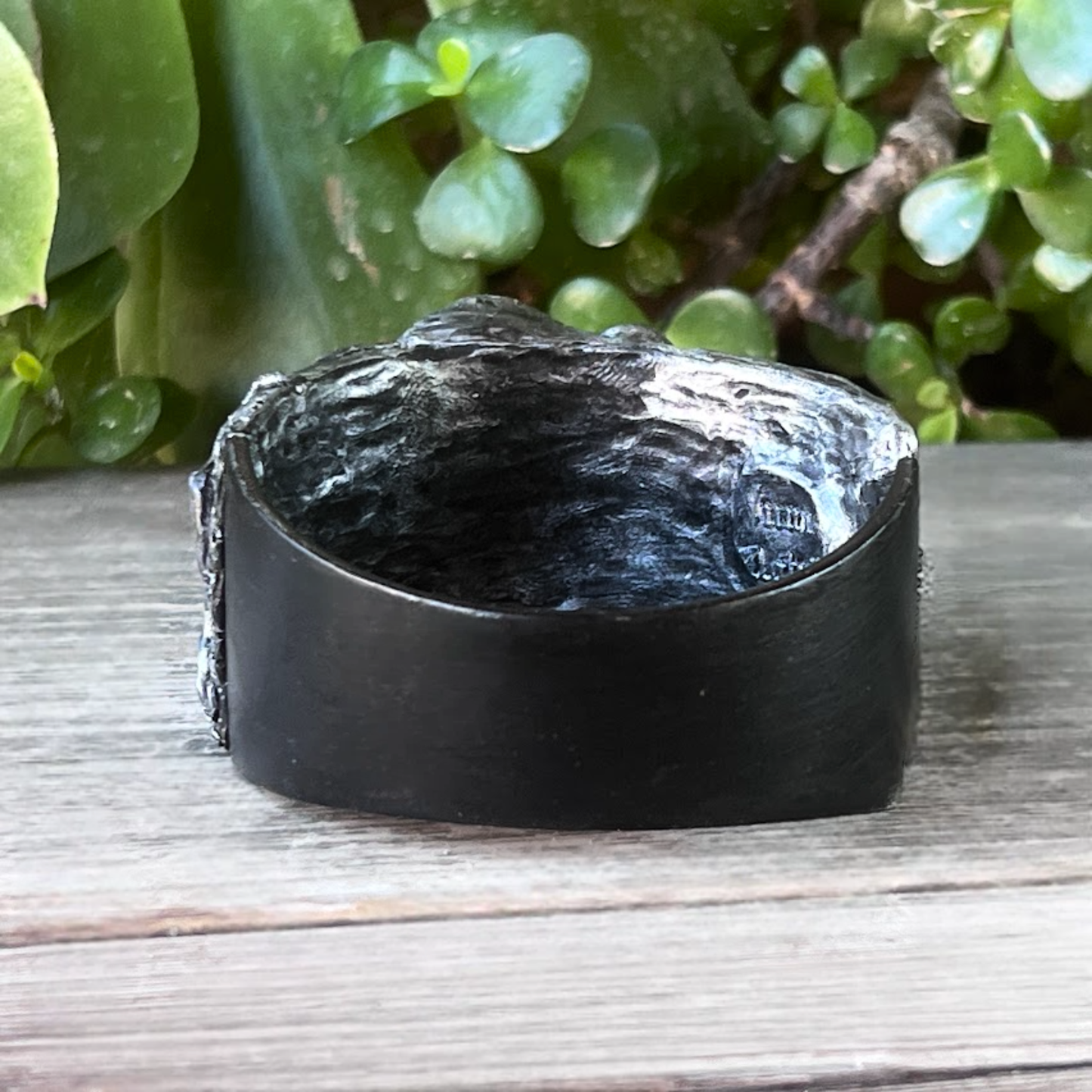 Gothic Skull Wide Cuff Onyx Bracelet