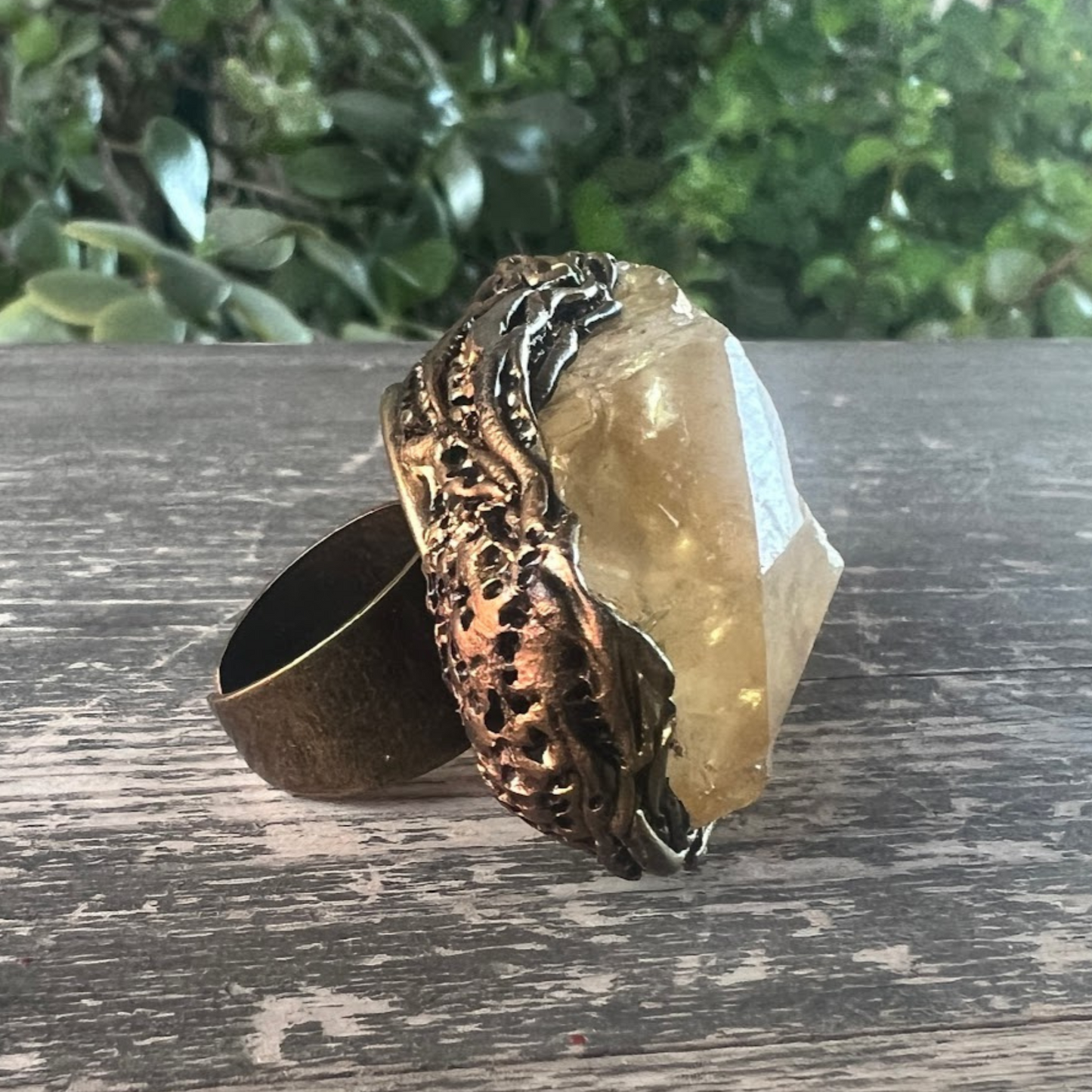 Oversized Citrine Crystal Ring - Chunky Statement Jewelry