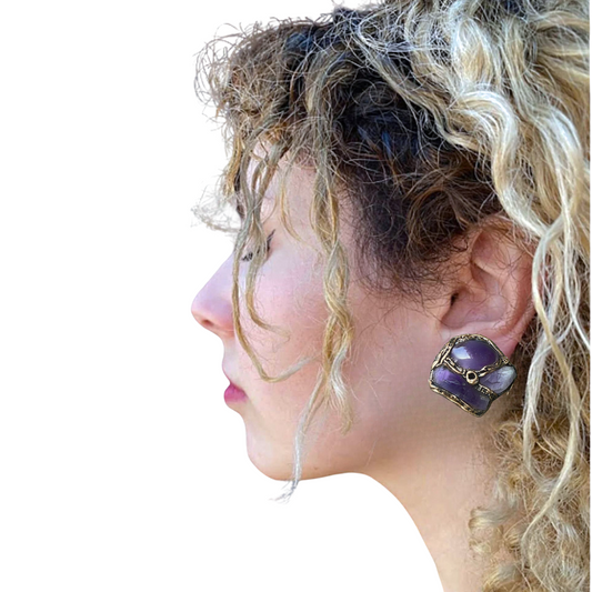 Amethyst Crystal Earrings,  Purple Gemstone Studs - Perfect Gift for Her