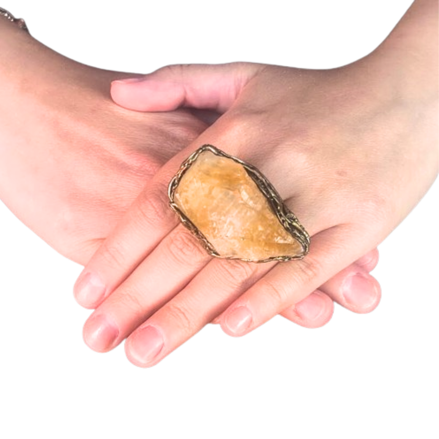 Oversized Citrine Crystal Ring - Chunky Statement Jewelry