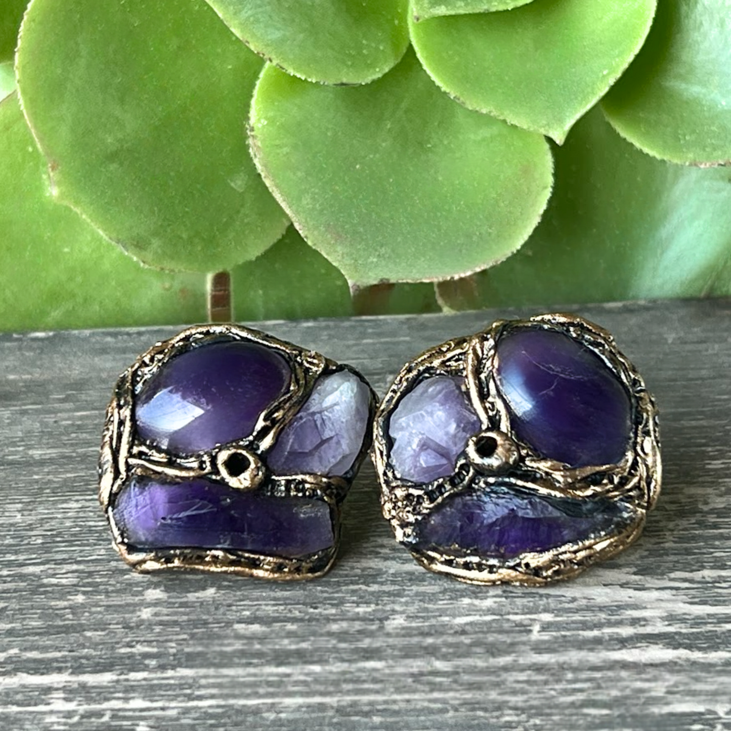 Amethyst Crystal Earrings,  Purple Gemstone Studs - Perfect Gift for Her
