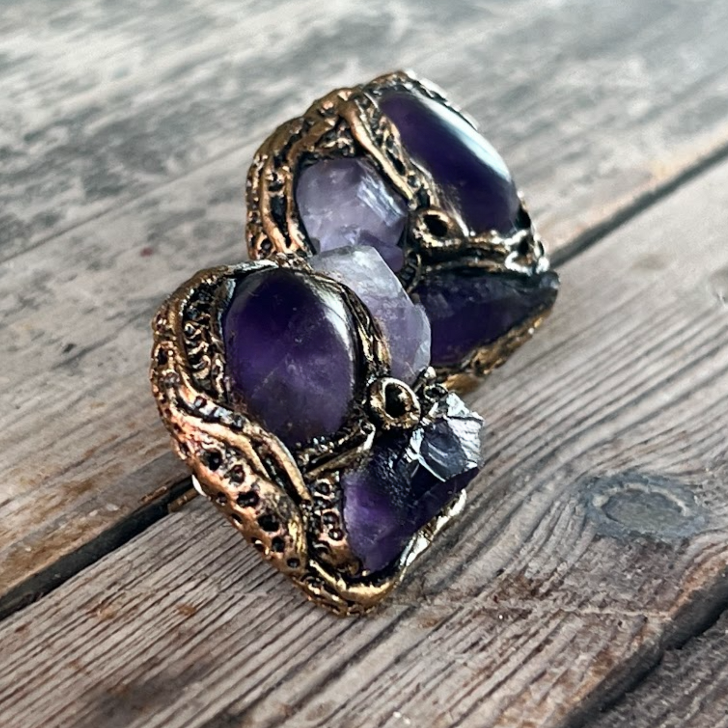 Amethyst Crystal Earrings,  Purple Gemstone Studs - Perfect Gift for Her