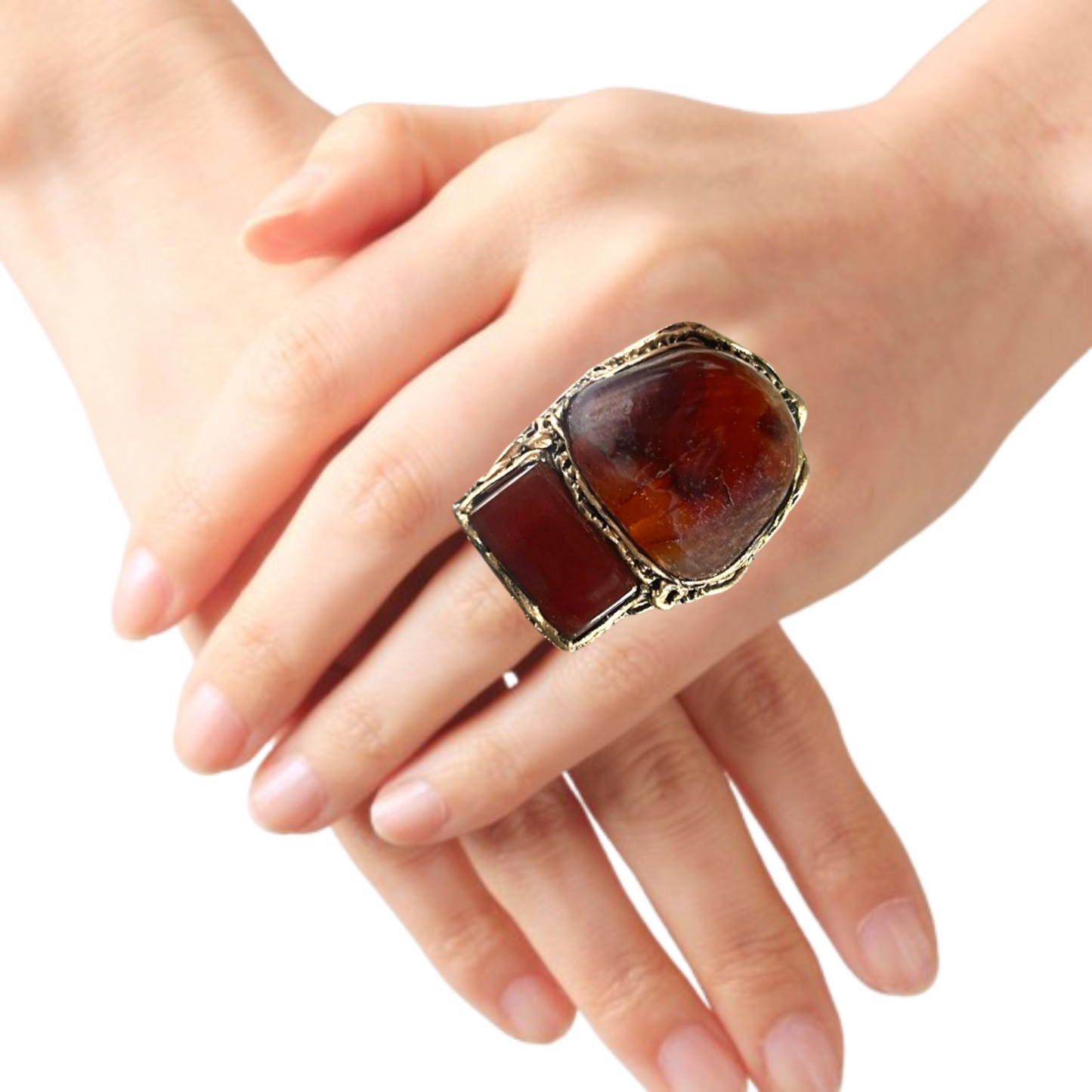 Carnelian Chunky Large Stone Ring, Big Statement Oversized Huge Cocktail Ring