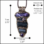 Black Tourmaline & Amethyst Pendant Necklace - Empath Protection Crystal Amulet.