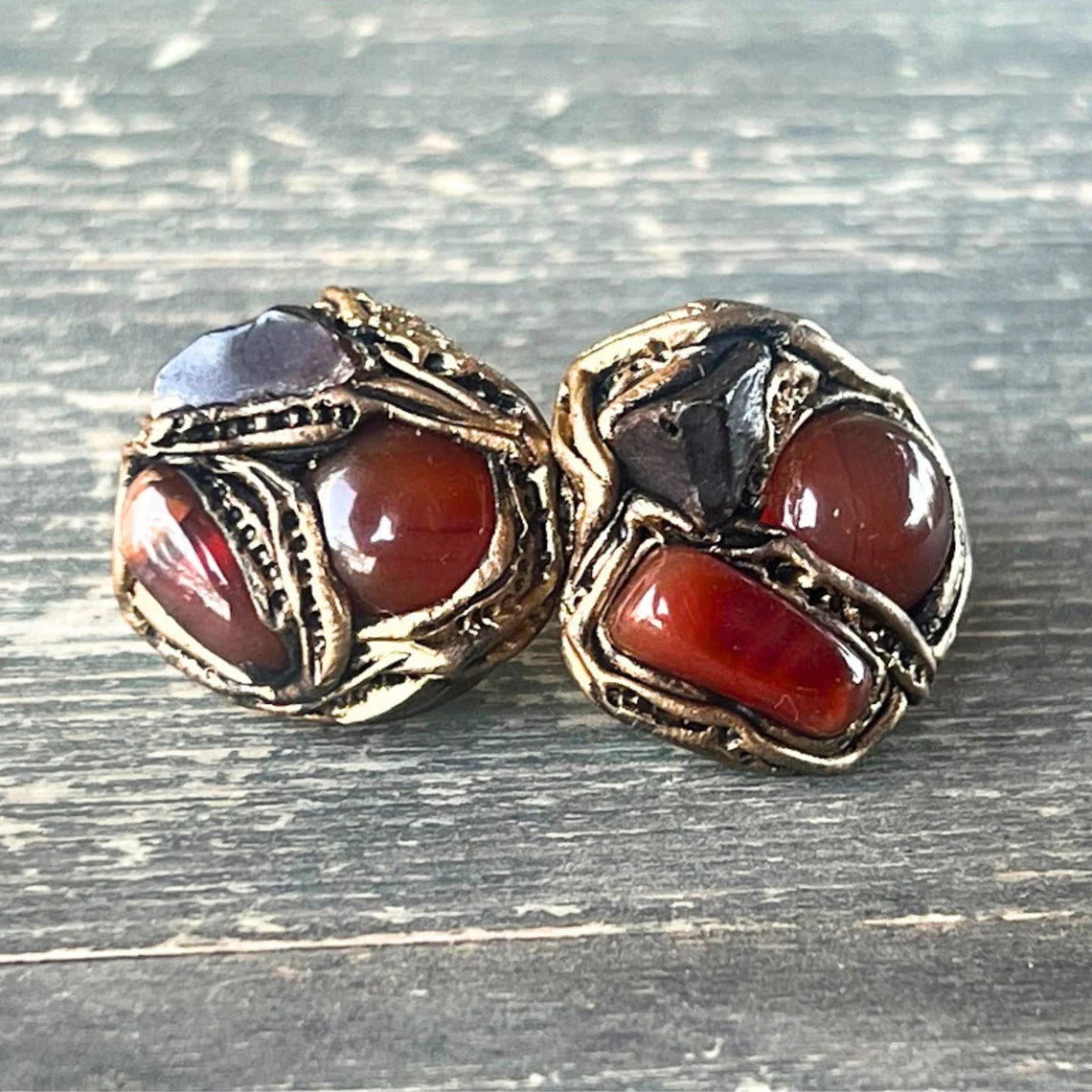 Boho Carnelian Crystal Ring - Chunky Statement Jewelry, Unique Gift for Her