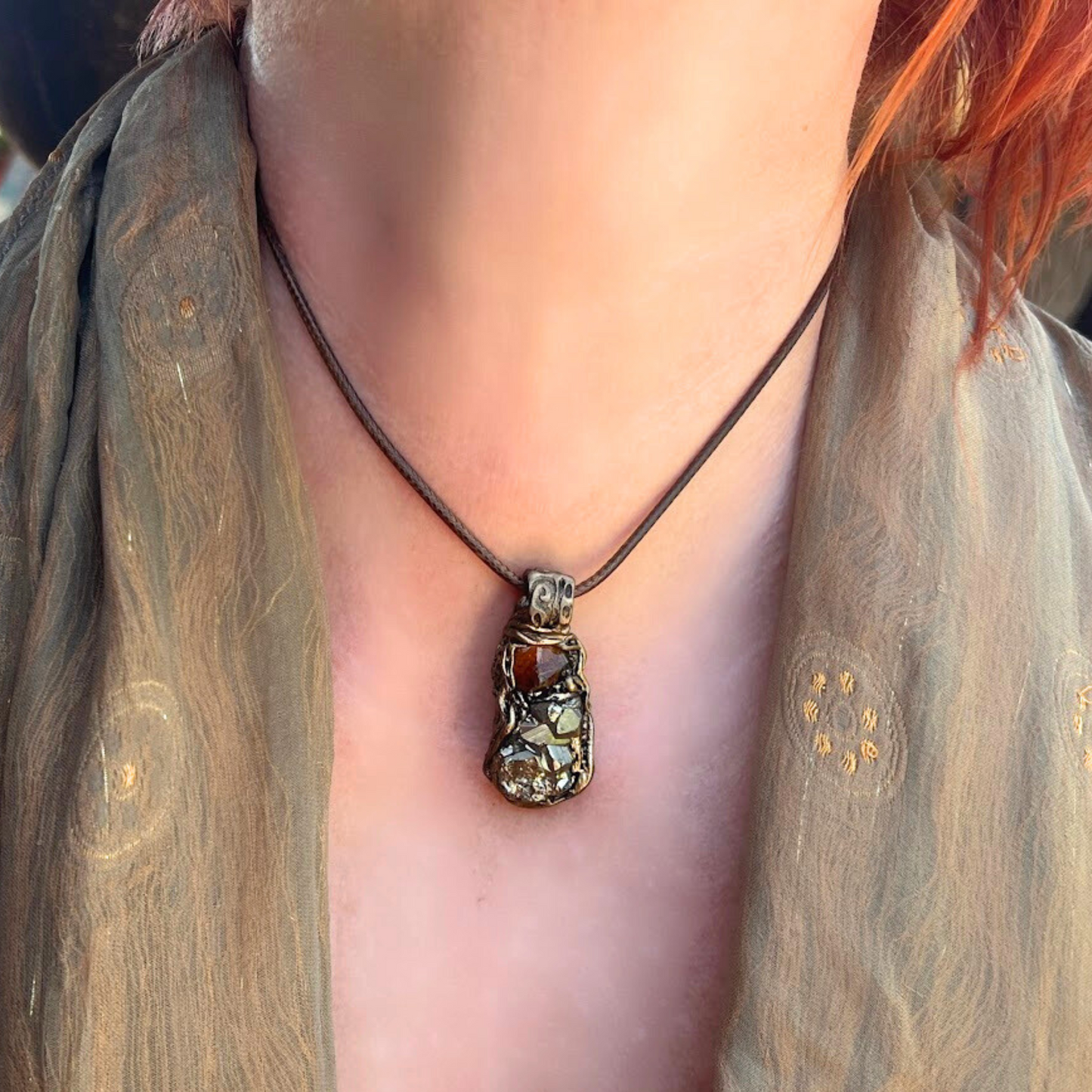 Pyrite & Citrine Pendant Necklace - A Symbol of Confidence and Abundance