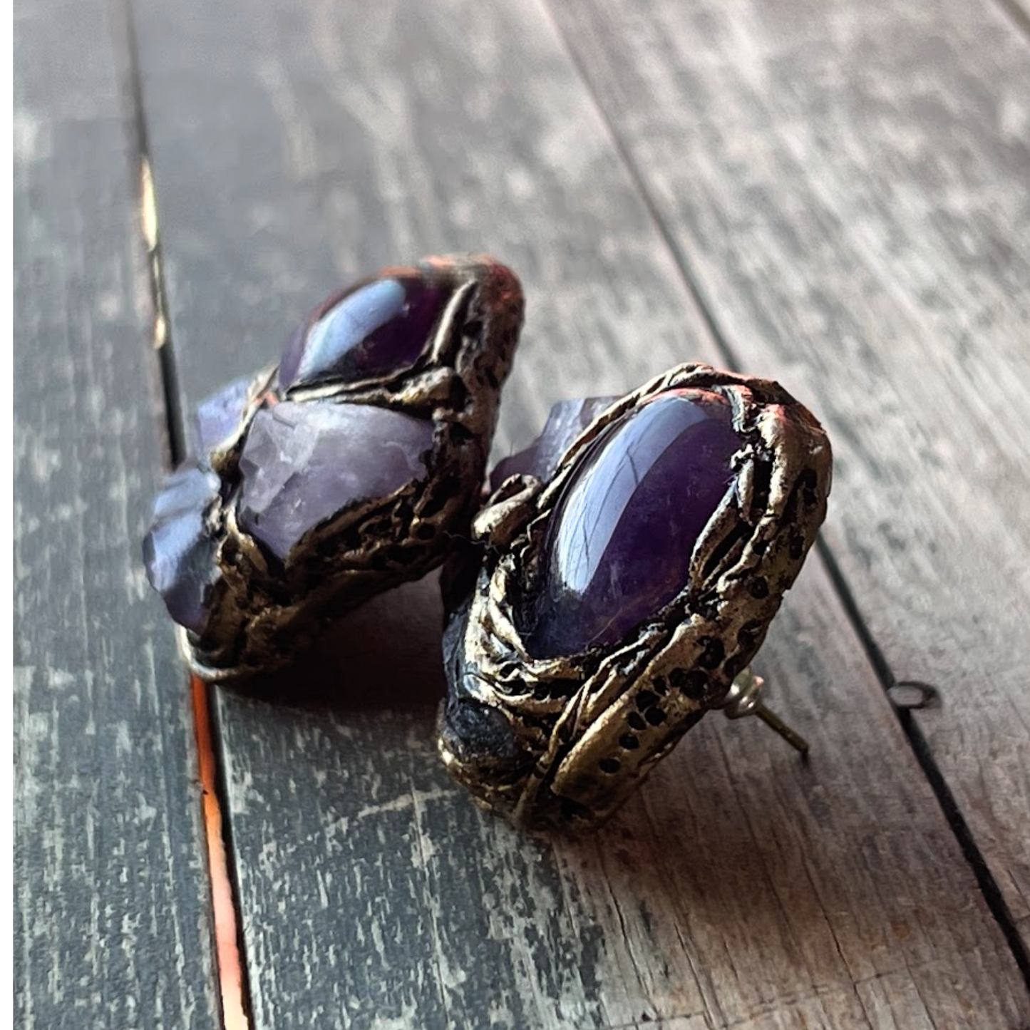Amethyst Crystal Earrings,  Purple Gemstone Studs - Perfect Gift for Her