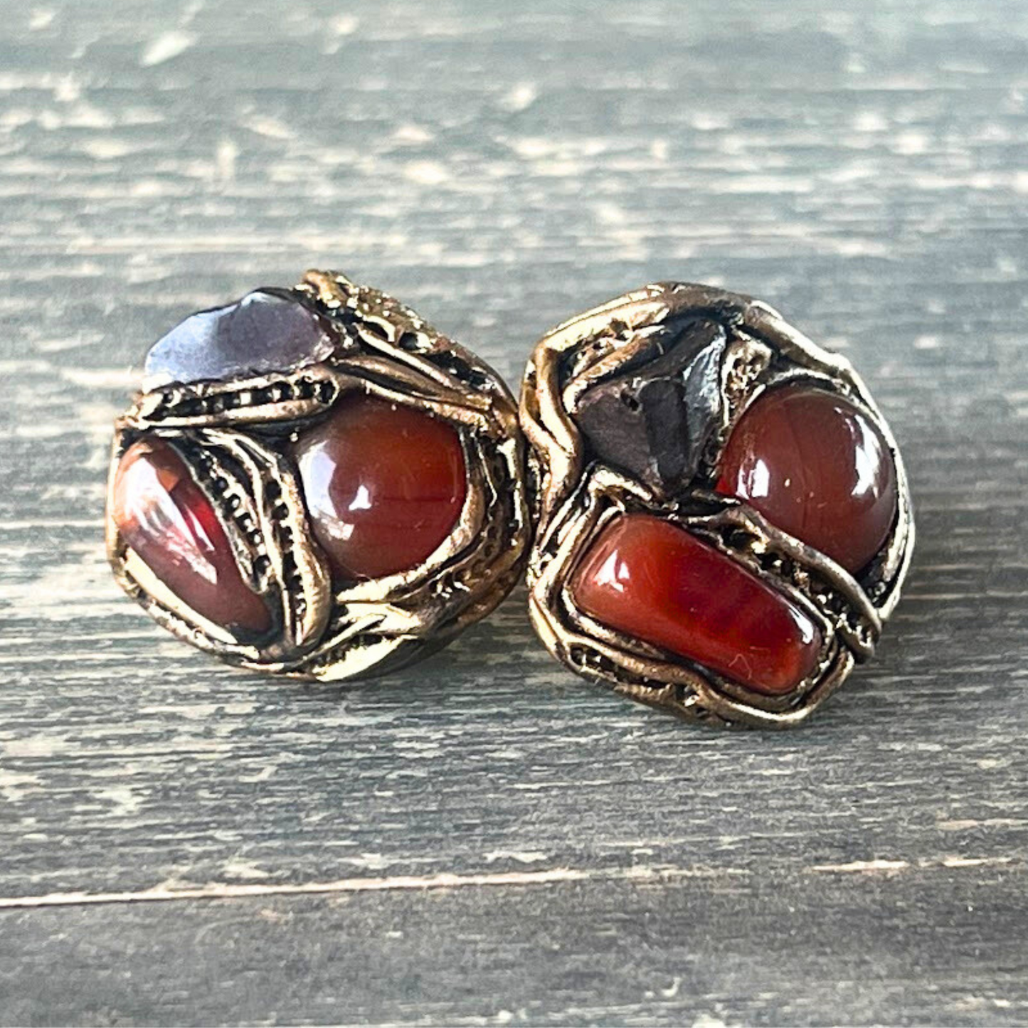 Unique Carnelian Studs - Crystal Healing Earrings - Gift Idea for Women