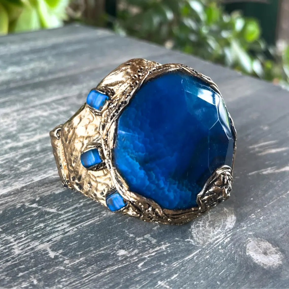 Blue Agate Wide Choker – Chunky Statement Necklace for Special Events