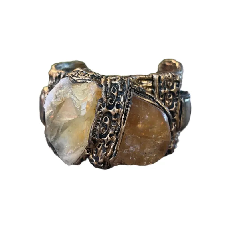 Large Statement Raw Citrine Ring, Chunky Gemstone Huge Ring