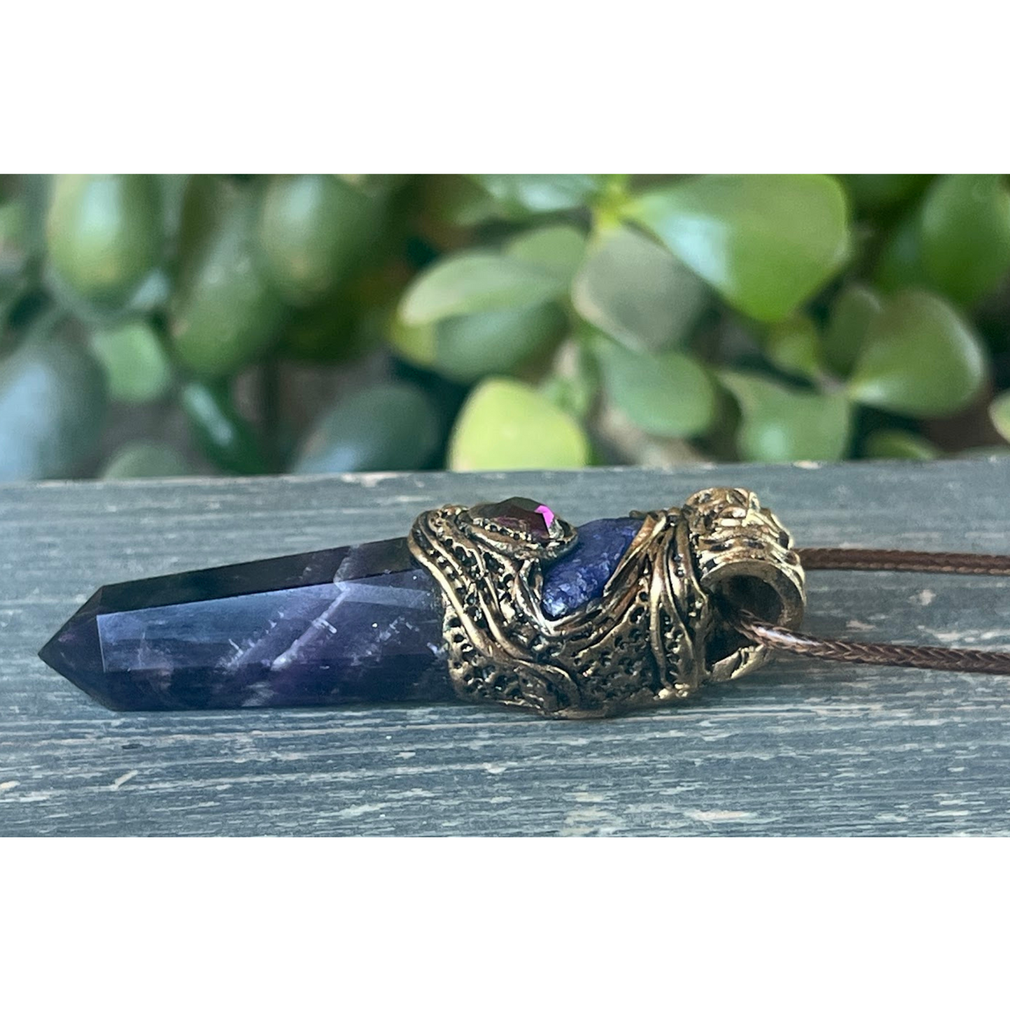 Raw Crystal Amethyst Tanzanite Protection Amulet Necklace - Gemstone Jewelry for Spiritual Gifts
