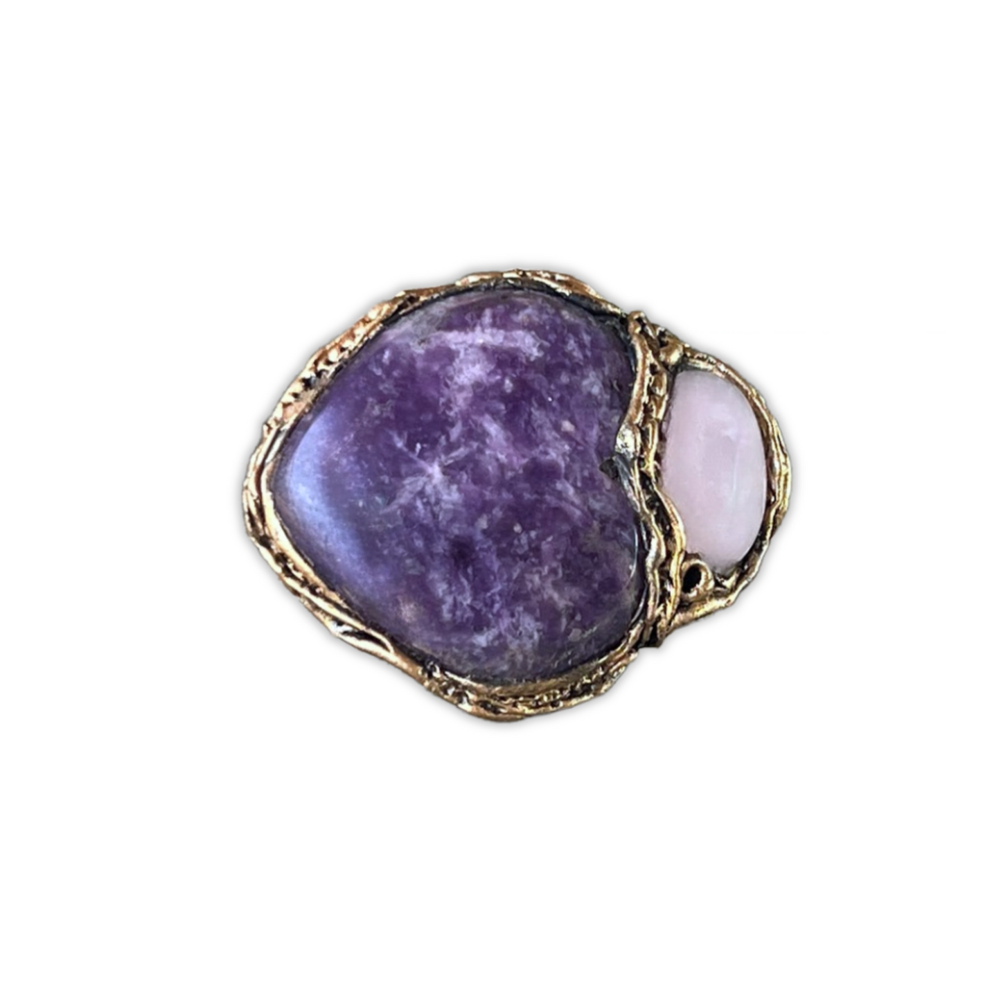 Chunky Charoite & Rose Quartz Ring, Purple and Pink Statement Gemstone Ring