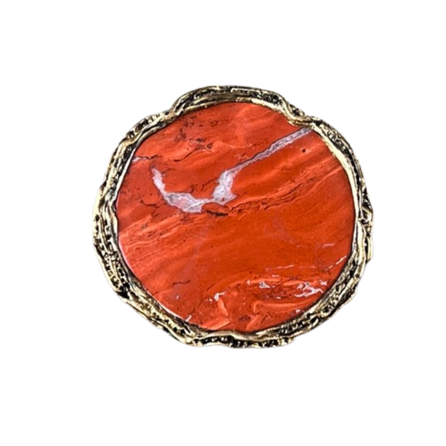 Huge Oversized Round Red Jasper Ring - Chunky Stone Statement Jewelry