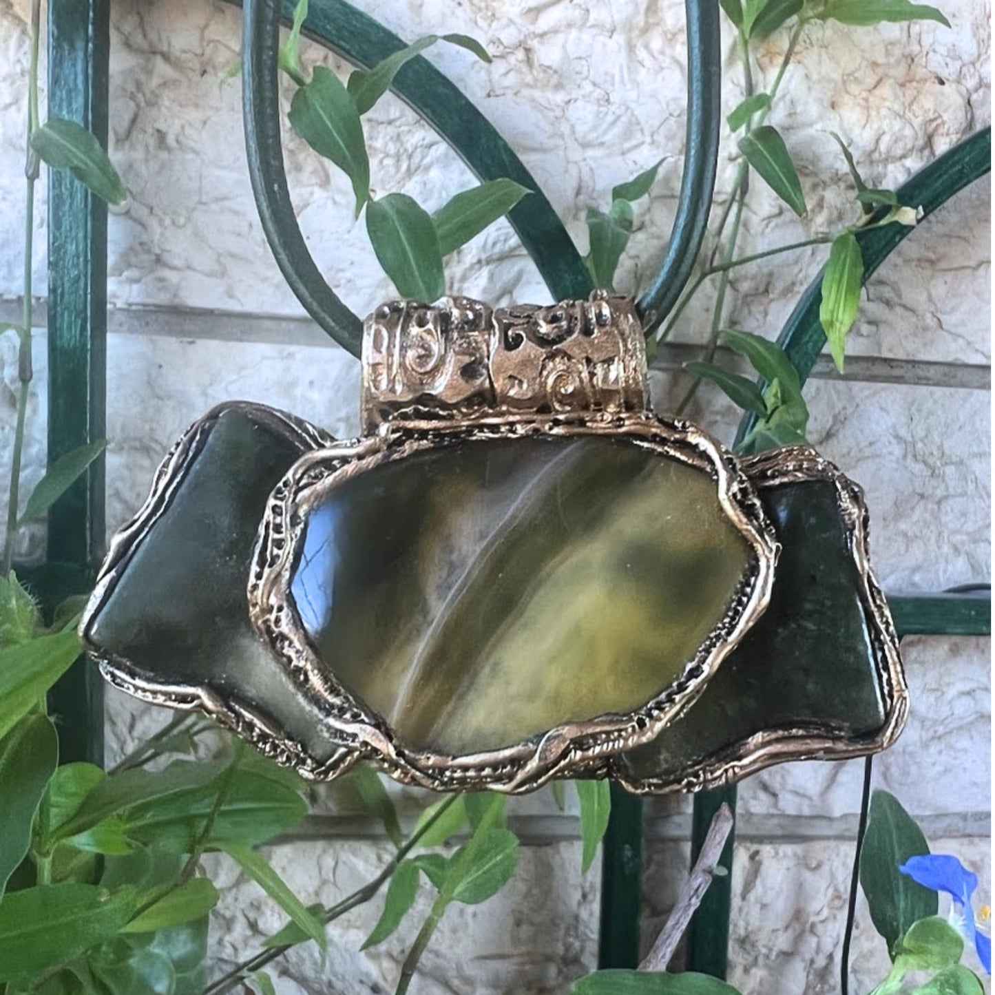 Green Chunky Agate Jade Necklace - Bold Statement Gemstone Jewelry