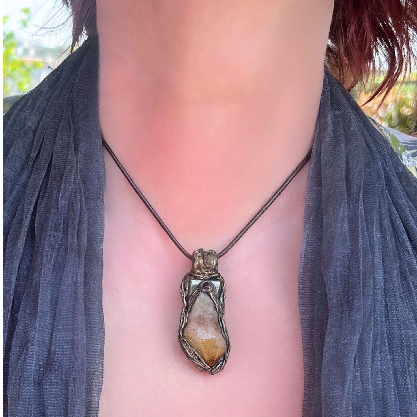 Citrine & Pyrite Protection Pendant Necklace