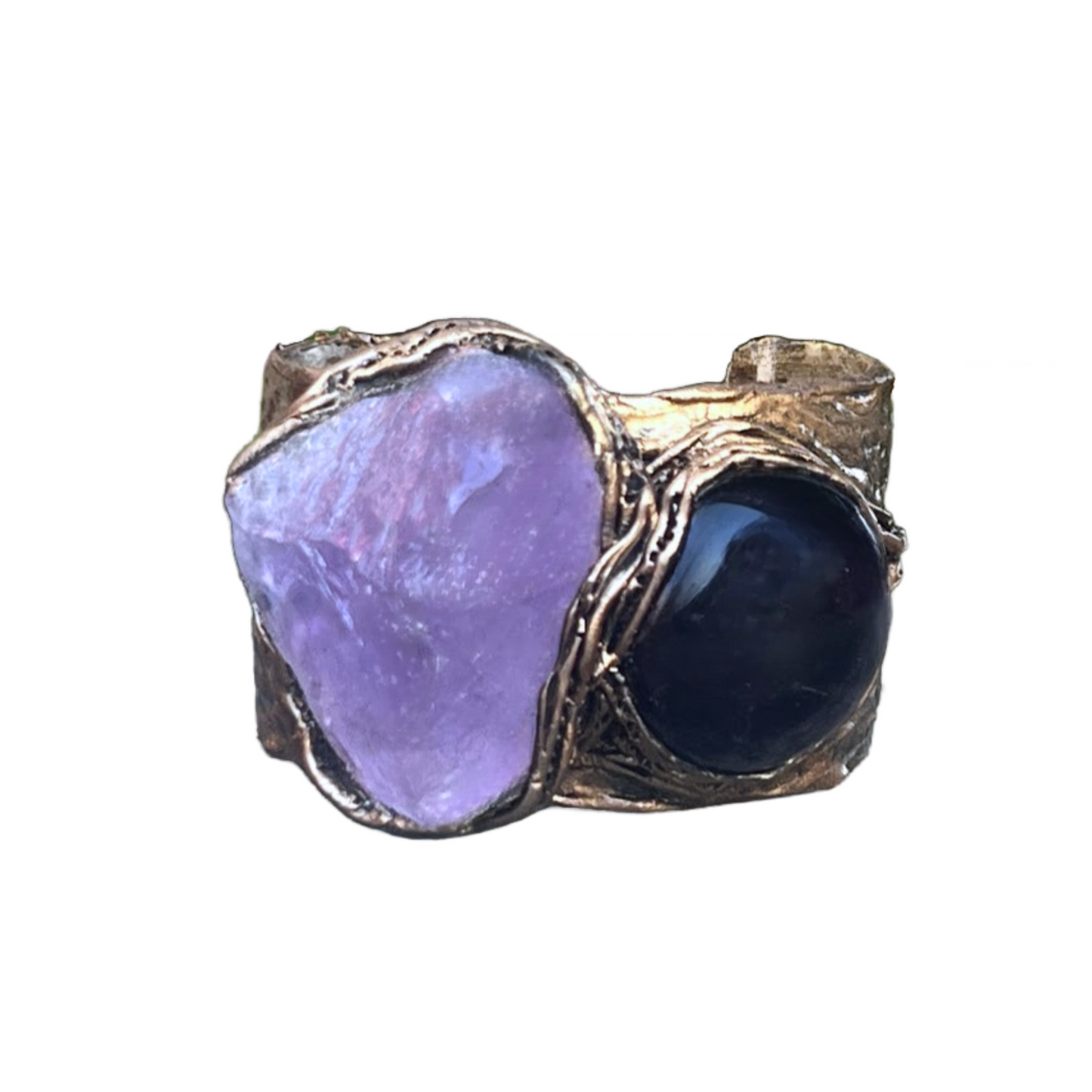 Amethyst Crystal Cuff Bracelet - Boho Statement Jewelry - Unique Gift for Her