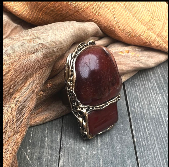 Carnelian Chunky Large Stone Ring, Big Statement Oversized Huge Cocktail Ring