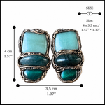 Aventurine and Bloodstone Green Statement Clip-On Earrings
