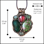Ruby Zoisite, Jade & Cherry Quartz Pendant Necklace – Crystal Amulet